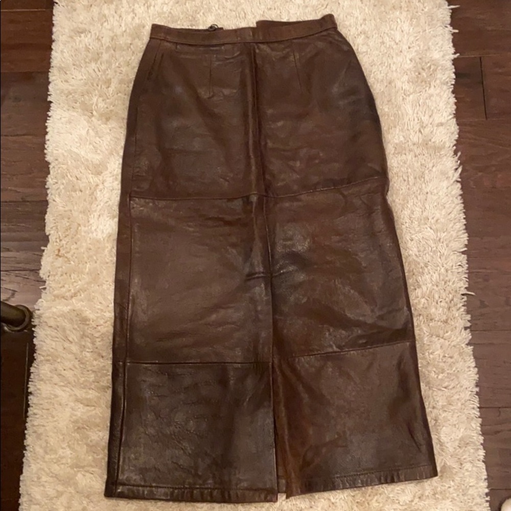 Vintage Mid calf leather skirt Banana Republic